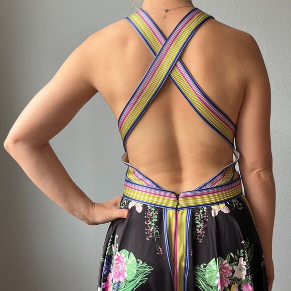 Asos Handkerchief Floral Halter Midi Dress Size 6 - Picture 7 of 9